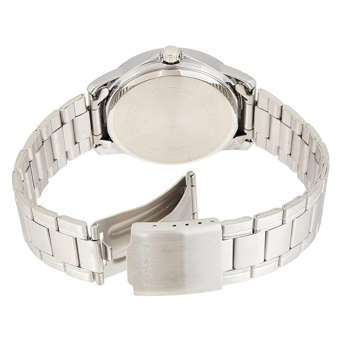 Casio Men's Black Dial Silver Stainless Steel Band Analog Japanese Quartz Watch - MTP-V004D-1BUDF