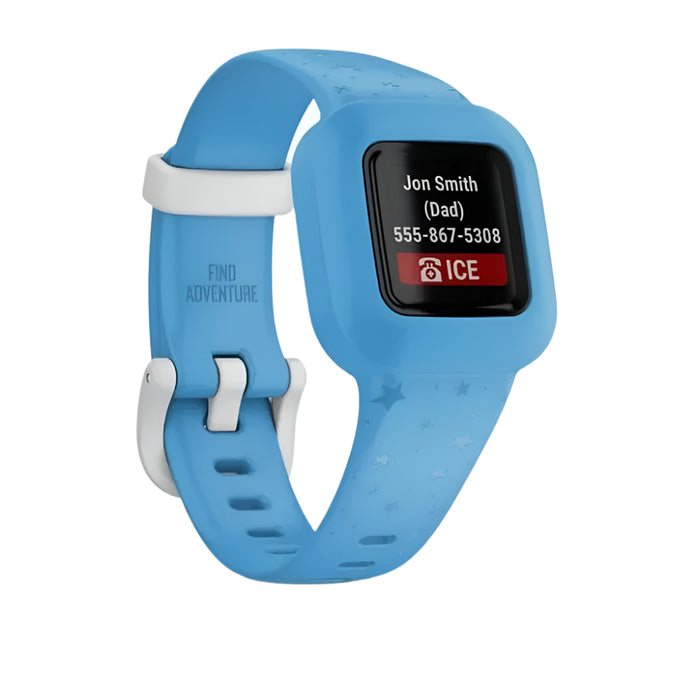 Garmin vivofit Fitness Tracker for Kids Swim Friendly Blue Stars Silicone Band Smart Watch - 010-02441-22