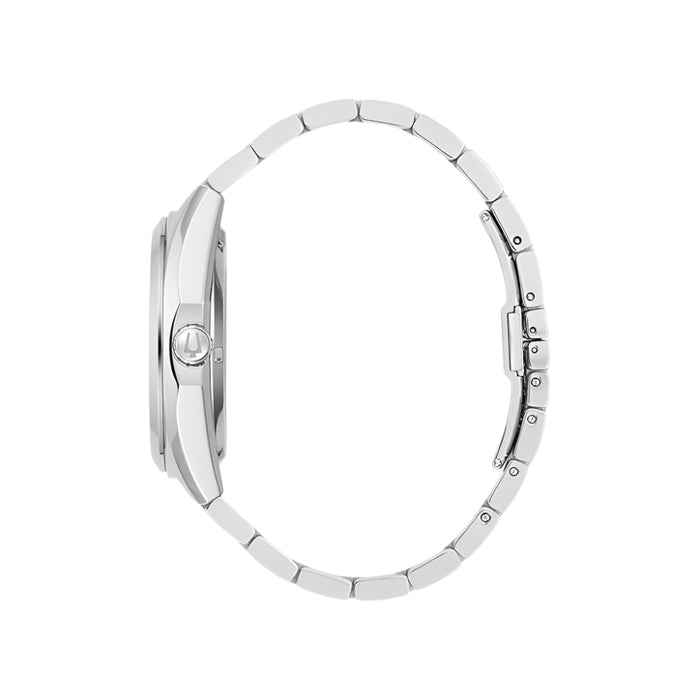 Bulova Men's Blue Dial Silver Stainless Steel Band Analog Automatic Watch - 96A275