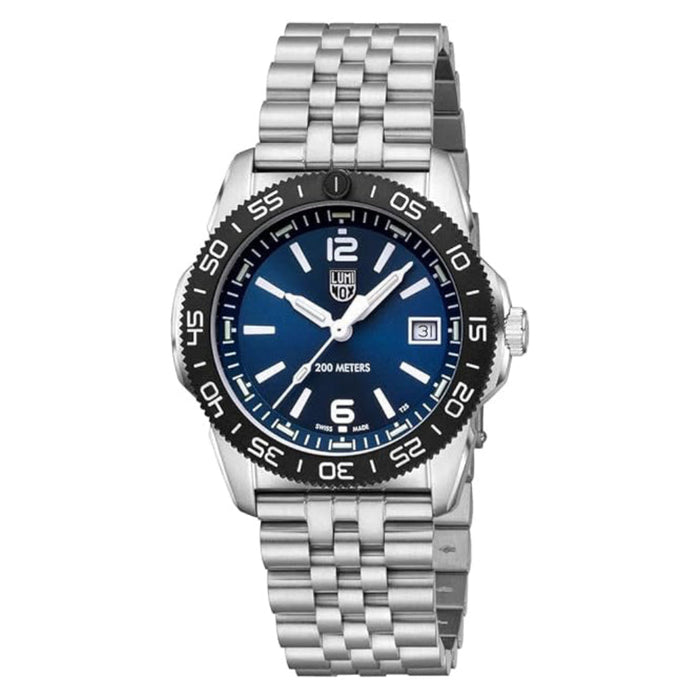 Luminox Men's Blue Dial Silver Stainless Steel Band Sea Pacific Diver Ripple Dive Swiss Quartz Watch - XS.3123M