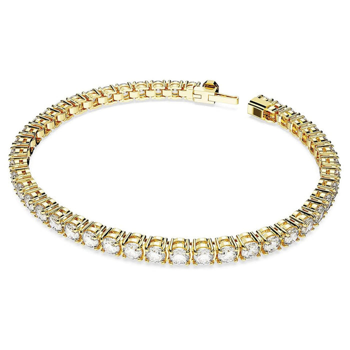 Swarovski Part of the Matrix Tennis Collection Women's Round Clear Stones on Gold-Tone Finished Band Medium Size Matrix Tennis Bracelet - 5657664