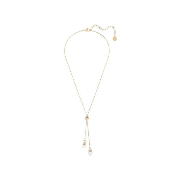 Swarovski Women's Clear Stones and Pearls in a Rose Gold-Tone Finished Setting Originally Y Pendant Necklace - 5669521