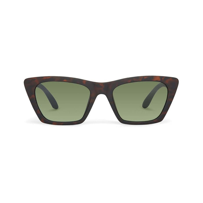 TOMS Women's Matte Blonde Tortoise Frame Bottle Green Lens Sahara Cat Eye Sunglasses - 10019178