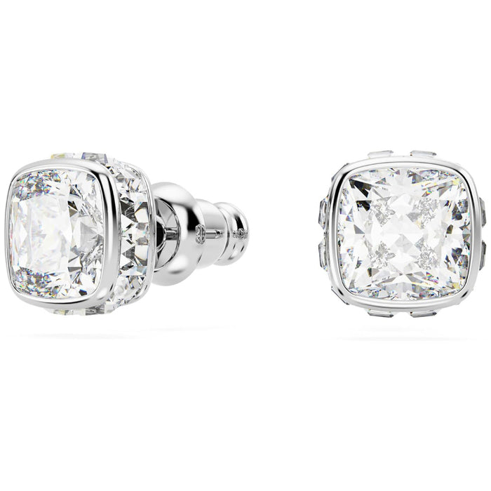 Swarovski Women's Clear Square-Cut Stone and Crystals in a Rhodium-Finished Setting April Birthstone Stud Earrings - 5661957