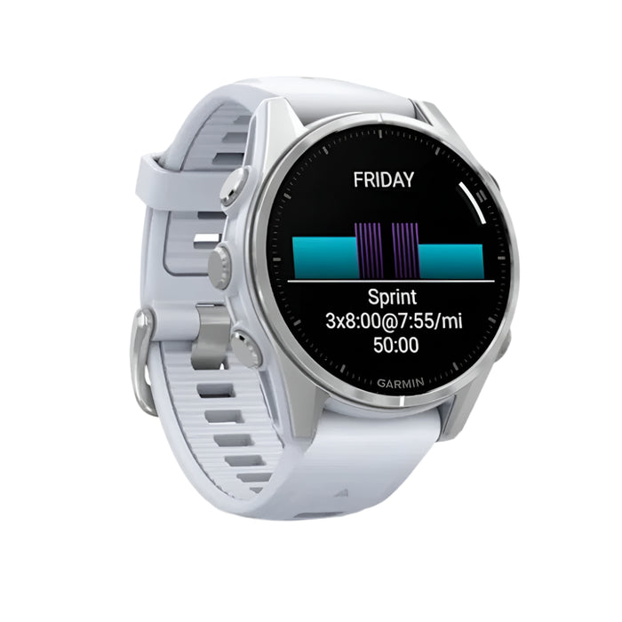 Garmin fēnix 8 Pro Unisex Silver With Whitestone Band Amoled Long-Lasting Battery Life Dive-Rated Built-in LED Flashlight 43 Millimeters Premium Multisport GPS Smartwatch - 010-02903-00