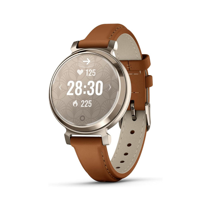 Garmin Lily 2 Women's Tan Metal Hidden Display Patterned Lens Up To 5 Days Battery Life Small And Stylish Smartwatch - 010-02839-02