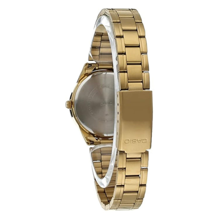 Casio Women's White Dial Gold Tone Stainless Steel Band Analog Japanese Quartz Watch - LTP-V005G-7BUDF