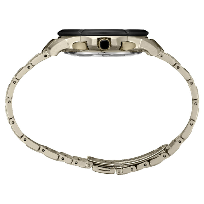 Seiko Coutura Men's Black Dial Light Gold Stainless Steel Band Analog Chronograph Quartz Watch - SSB440