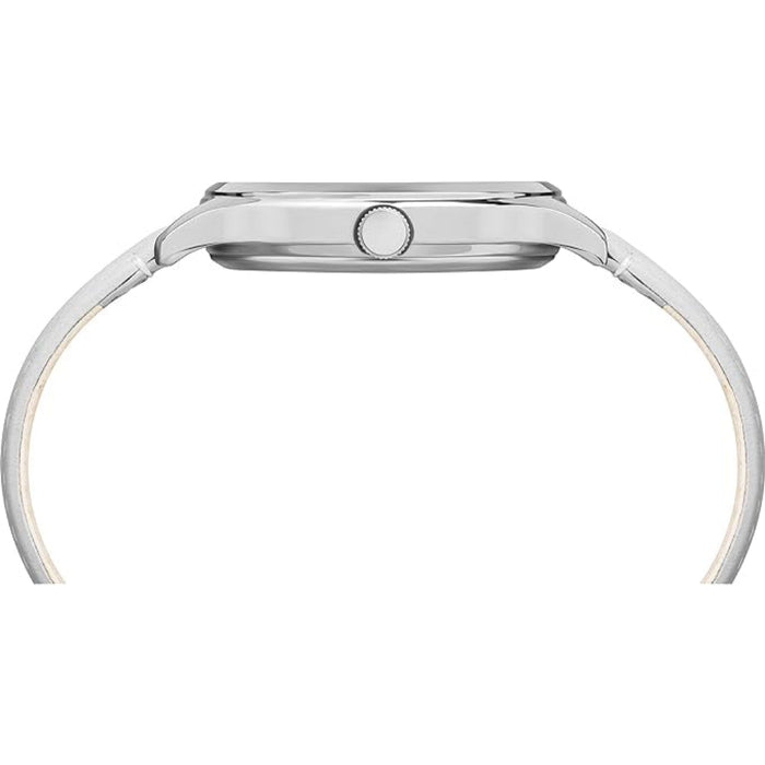 Timex Women's White Dial Leather Band Analog Crystal Bloom Swarovski Accent Quartz Watch - TW2R668