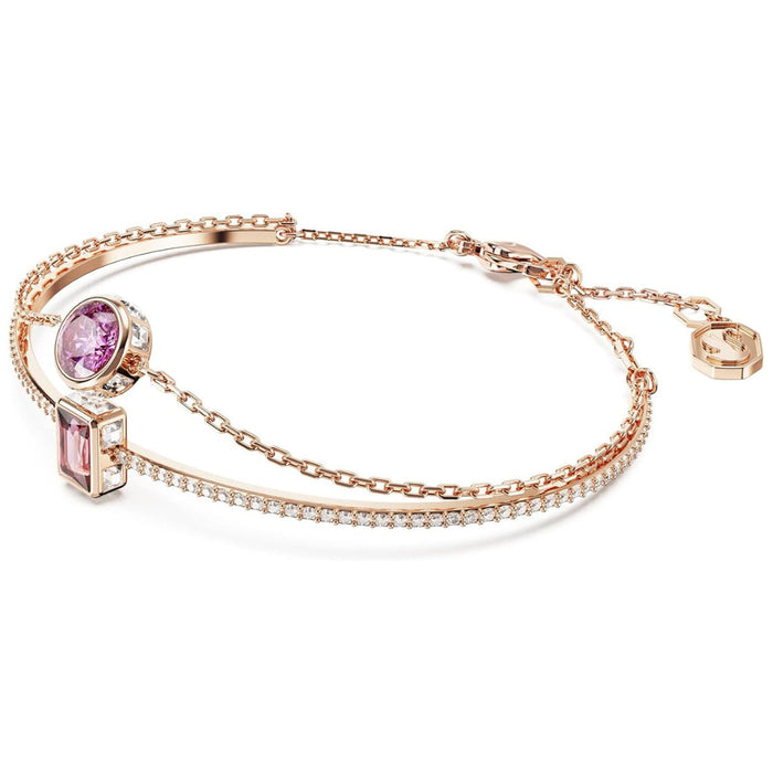 Swarovski Part of the Chroma Collection Women's Purple and Pink Mixed-Cut Stones in a Rose Gold-Tone Finished Setting Chroma Bangle Bracelet - 5668243