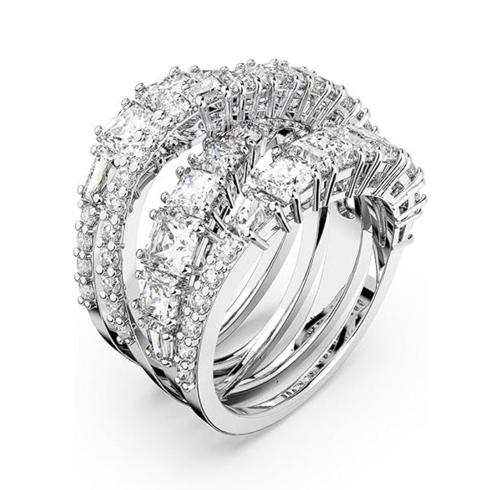 Swarovski Women's Clear Cubic Zirconia Rhodium Finished Size 5 Mixed Cut Hyperbola Ring - 5584656