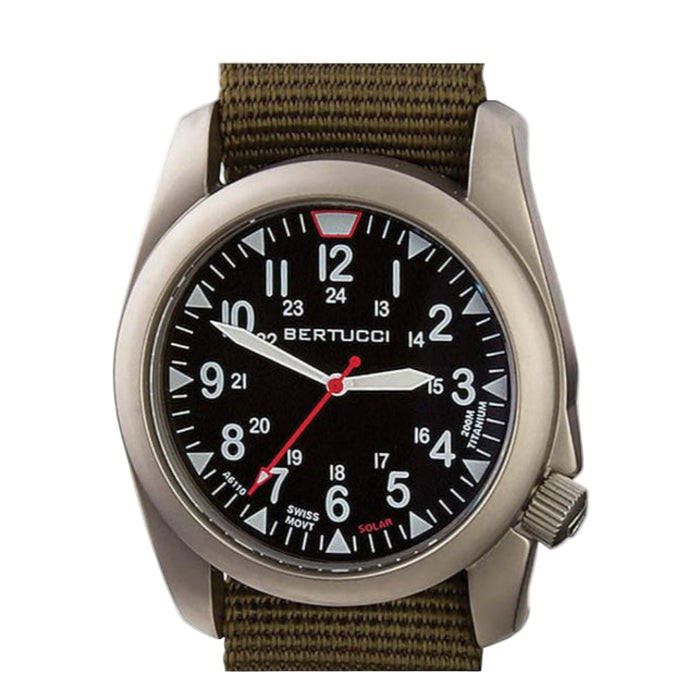 Bertucci Men's Black Dial Defender Olive Nylon Band Analog Solar Watch - 13906