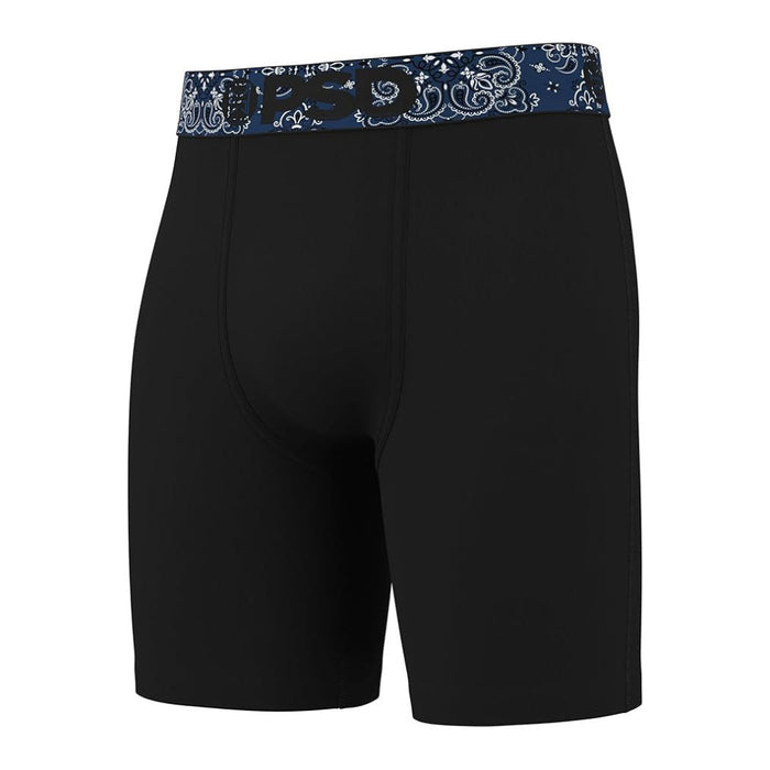 PSD Men's Dark Paisley Cotton Solids 3 Pack Boxer Briefs Medium Underwear - 325180189-BLK-M