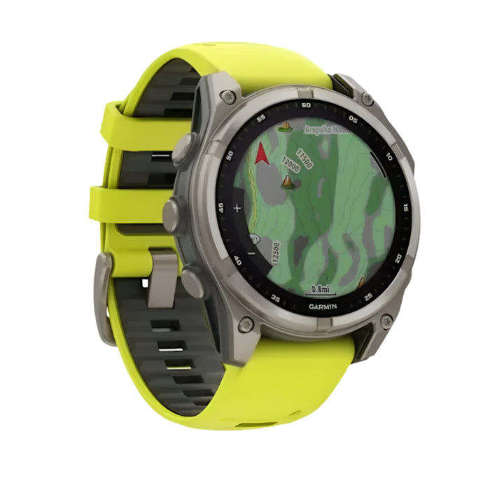 Garmin fēnix 8 Unisex Titanium with Amp Yellow/Graphite Band Solar Amoled Sapphire Long-Lasting Battery Life Dive-Rated Built-in LED Flashlight 47 Millimeters Premium Multisport GPS Smartwatch - 010-02906-20