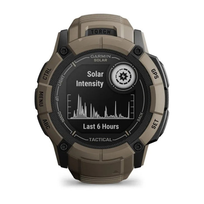 Garmin Instinct 2X Coyote Tan Tactical Edition Built-in Flashlight Solar Charging Capability Rugged GPS Smartwatch - 010-02805-12