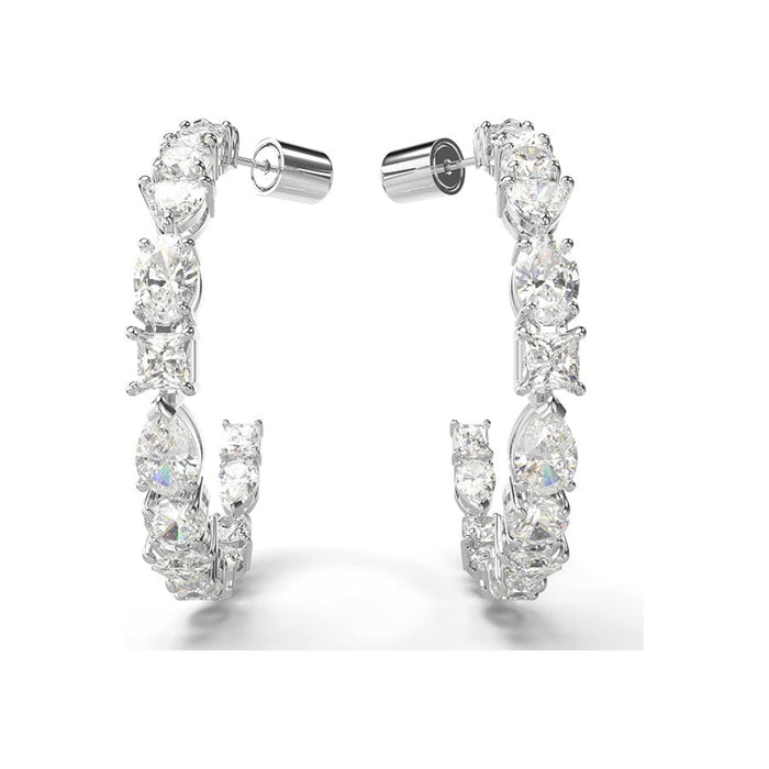 Swarovski Women's Clear Mixed-Cut Stones In A Rhodium Finished Setting Mesmera Hoop Earrings - 5672834
