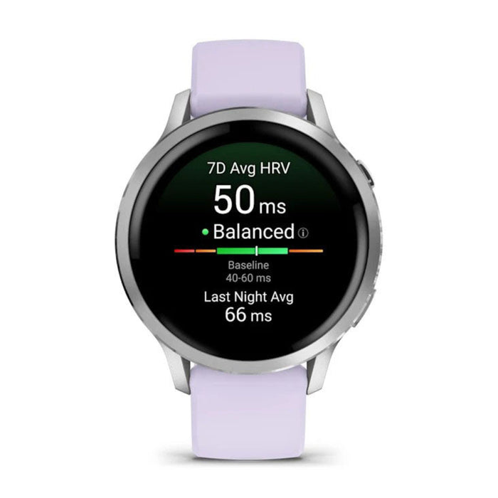 Garmin Venu® 4 - 41mm Unisex Silver With Periwinkle Silicone Band Bright And Colorful Display Built-in Flashlight 10 Days Of Battery Life Advanced Health And Fitness GPS Smartwatch - 010-03013-01