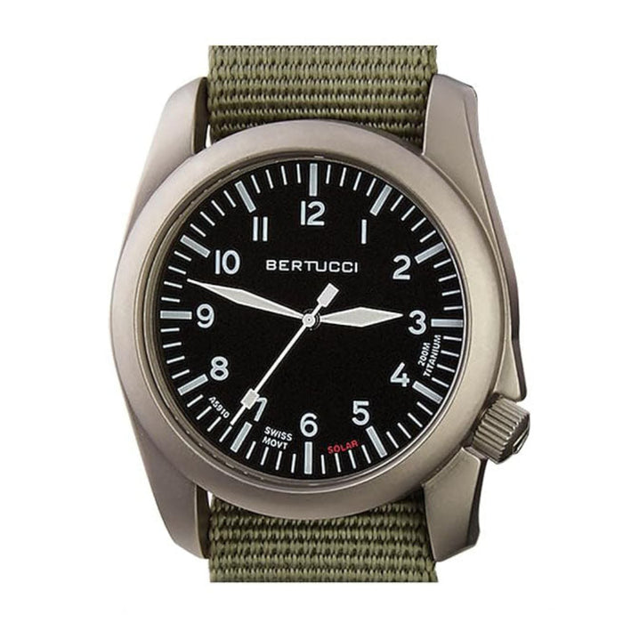 Bertucci Men's Black Dial Defender Drab Nylon Band Analog Solar Watch - 13901