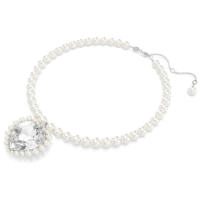 Swarovski Women's Clear Crystal Rhodium Finish Ariana Grande Crystal And Pearl Necklace - 5720858