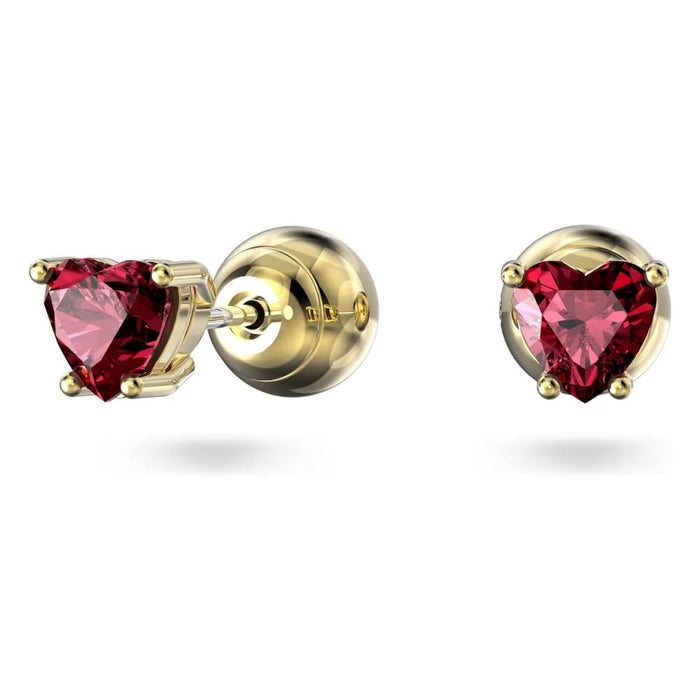 Swarovski Women's Heart Red Gold-tone plated Chroma Stud Earrings - 5639133