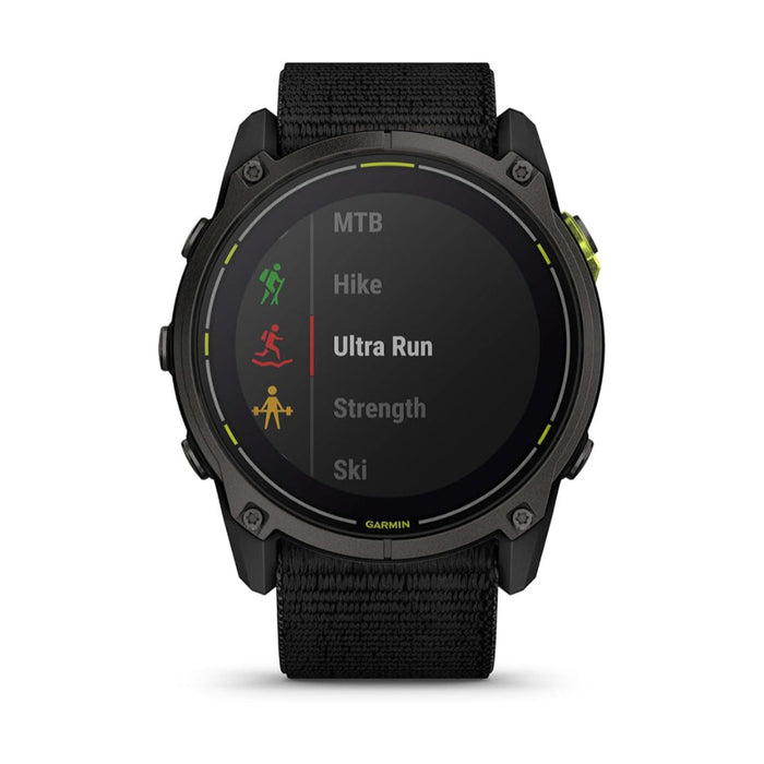 Garmin Enduro 3 Unisex Carbon Gray DLC Titanium with Black UltraFit Nylon Strap Solar Sapphire Extreme Battery Life, Detailed Mapping, Built-in LED Flashlight 51 Millimeters Ultraperformance GPS Smartwatch - 010-02751-00