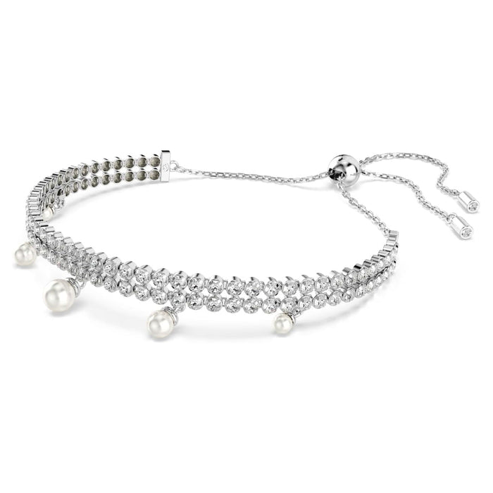 Swarovski Women's Clear Crystal & Pearls Rhodium Finish Ariana Grande Bracelet - 5720870