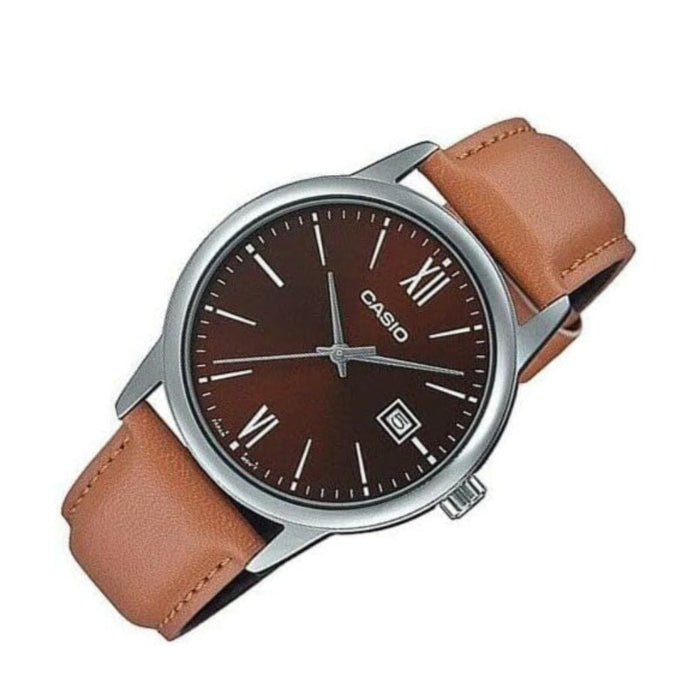 Casio Men's Brown dial Brown Band Analog Quartz Watch - MTP-V002L-5B3UDF