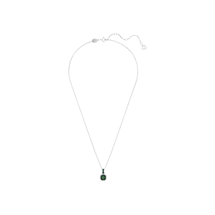 Swarovski Women's Green Square-Cut Stone and Crystals in a Rhodium-Finished Setting May Birthstone Pendant Necklace - 5651793