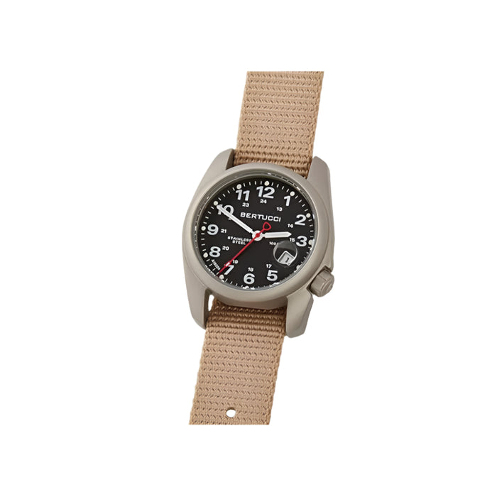 Bertucci A-1S Super Field Men's Black Dial Defender Khaki Nylon Band Analog Japanese Quartz Watch - 10601