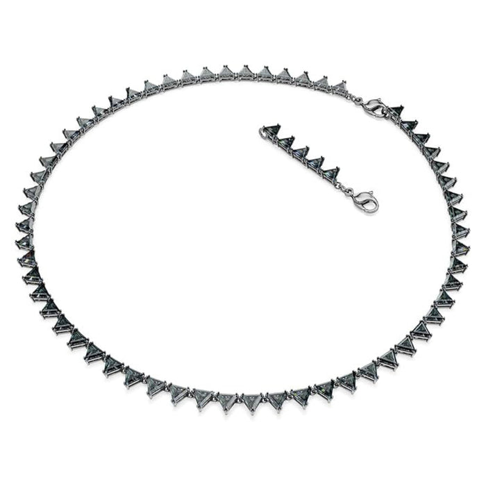 Swarovski Part of the Matrix Collection Women's Gray Triangle-Cut Crystals in a Ruthenium-Finished Setting Matrix Tennis Necklace - 5672276