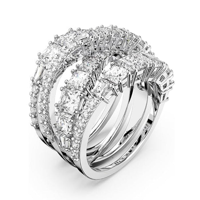 Swarovski Women's Clear Cubic Zirconia Rhodium Finished Size 7 Mixed Cuts Hyperbola Ring - 5580952