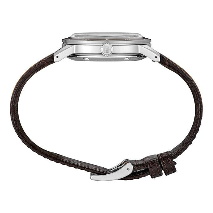 Seiko Presage Men's Champagne Gold Dial Brown Leather Band Analog Automatic Watch - SRPL75