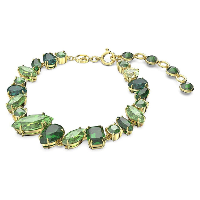 Swarovski Women's Green Crystals Mixed Cuts on Gold-Tone Finished Band Gema Soft Bracelet - 5652822