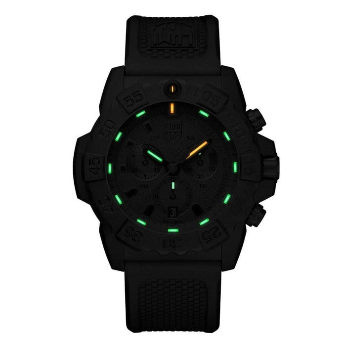 Luminox Men's Black Dial Black Rubber Band Analog Swiss Quartz Chronograph Watch - XS.3581.EY