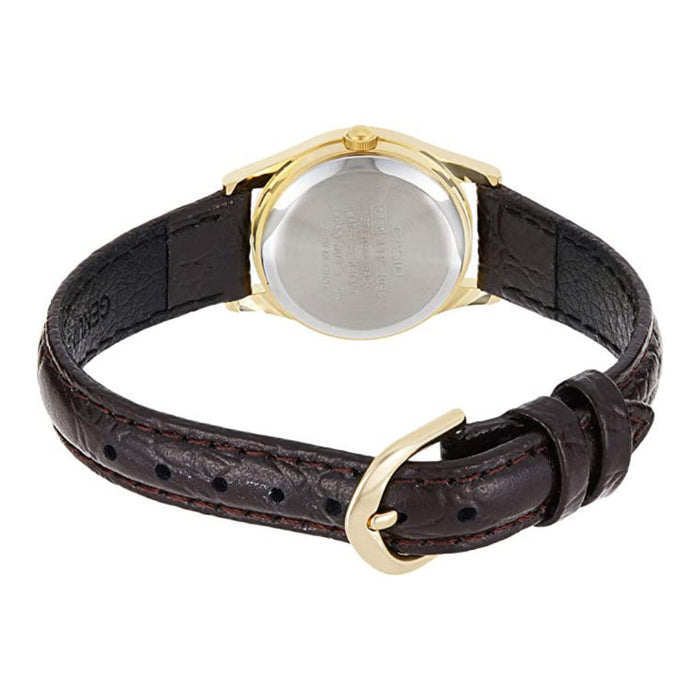 Casio Women's Gold Dial Brown Leather Band Japanese Quartz Watch - LTP-1094Q-9ARDF