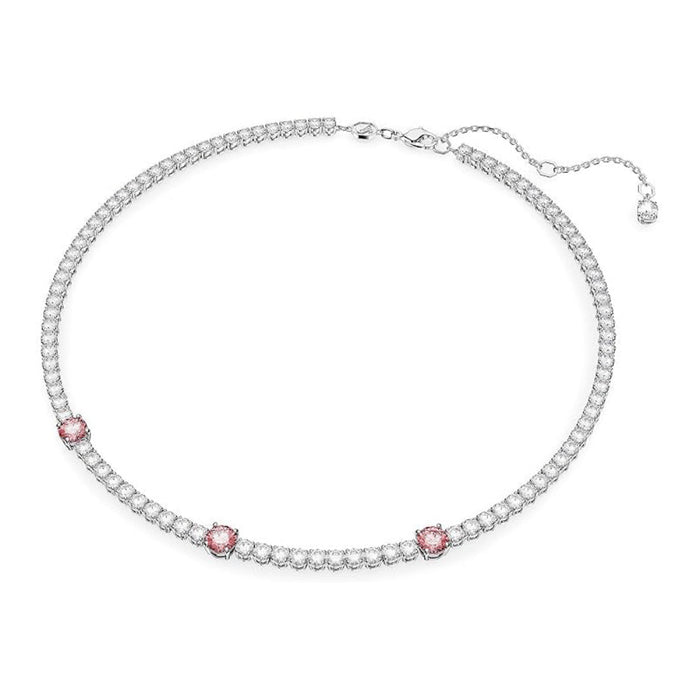 Swarovski Women's Mixed Cuts Pink Rhodium Finished Matrix Tennis Necklace - 5666165