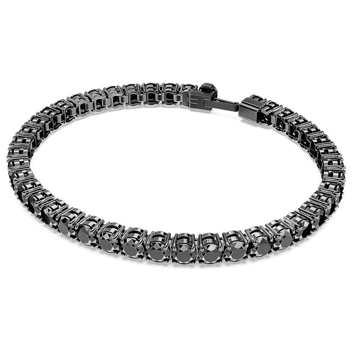 Swarovski Women's Black Round-Cut Stones in a Ruthenium Finished Setting Medium Size Matrix Tennis Bracelet - 5664196
