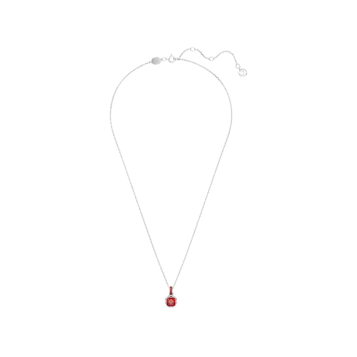 Swarovski Women's Red Square-Cut Stone and Crystals in a Rhodium-Finished Setting July Birthstone Pendant Necklace - 5652043