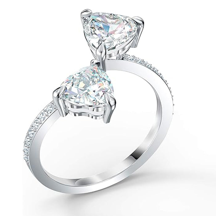 Swarovski Women's Clear Crystals and White Pavé and a Rhodium Plated Band Attract Soul Ring - 5535193
