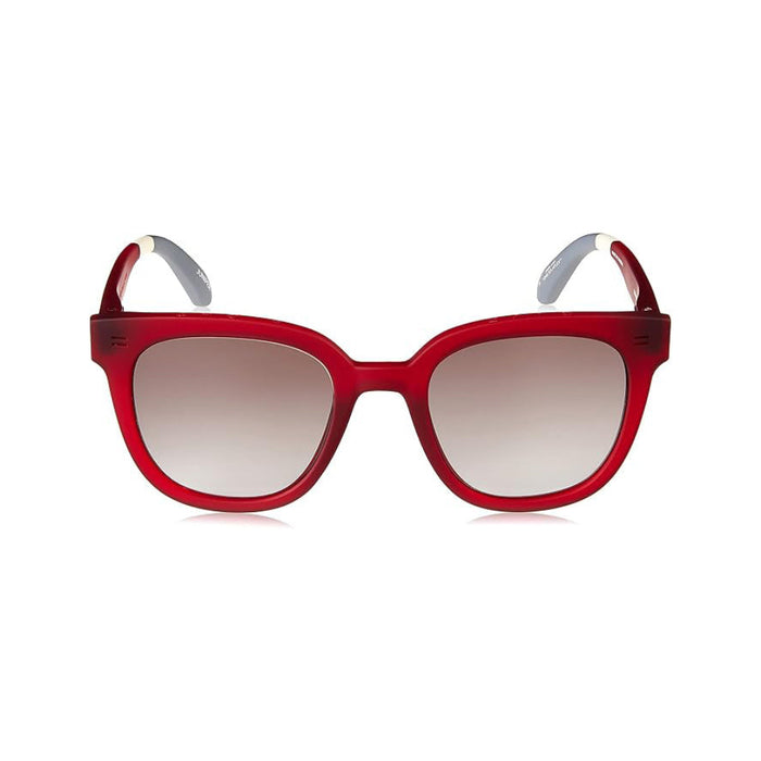 TOMS Women's Matte Beetroot Crystal Frame Dark Grey Gradient Lens Juniper Round Sunglasses - 10017403