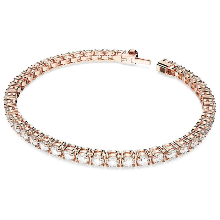 Swarovski Women's Clear Rose Gold-Tone Finished Round Cut Crystals Extra Large Matrix Tennis Bracelet - 5657660