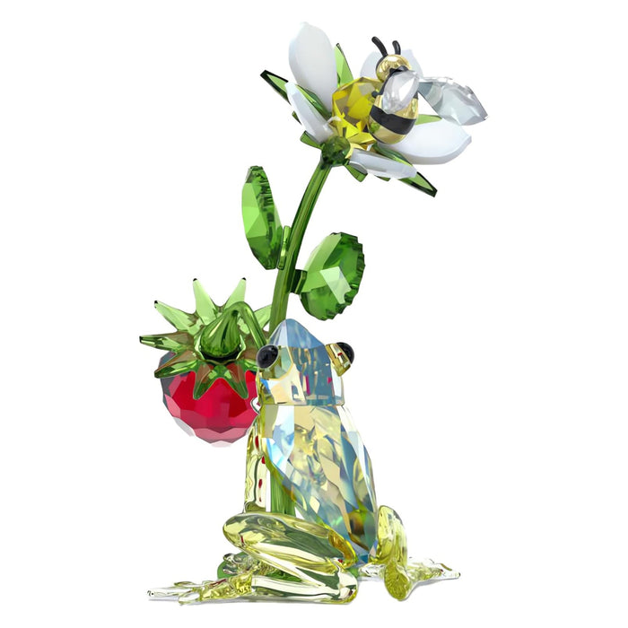 Swarovski Kid Green Champagne Gold Tone Bee And Strawberry Idyllia Frog For Home Decor - 5667599