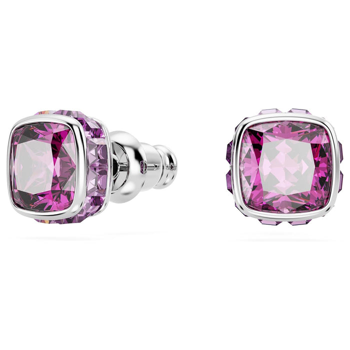 Swarovski Women's Purple Square-Cut Stone and Crystals in a Rhodium-Finished Setting February Birthstone Stud Earrings - 5660797