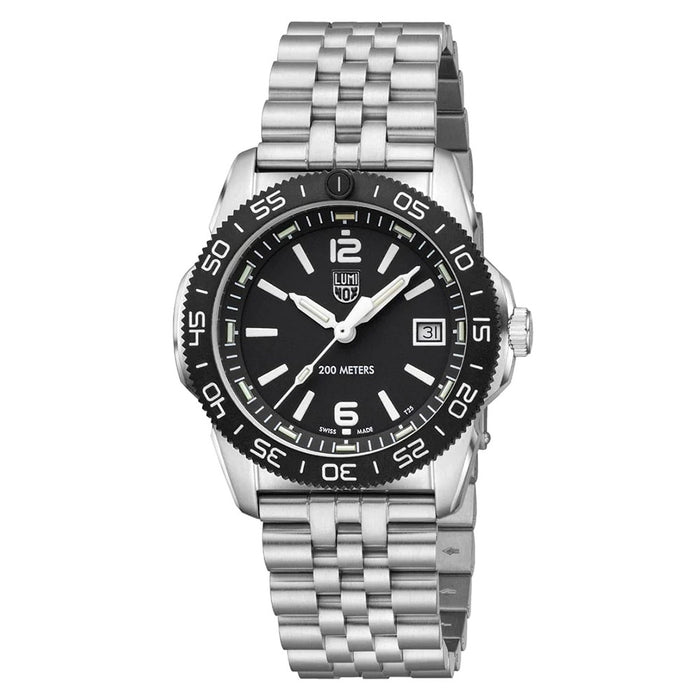 Luminox Men's Black And White Dial Silver Stainless Steel Band Sea Pacific Diver Ripple Dive Swiss Quartz Watch - XS.3122M
