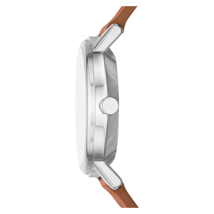 Skagen Kuppel Lille Women's White Dial Brown Leather Band Analog Quartz Two-Hand Sub-Secon Watch - SKW3103