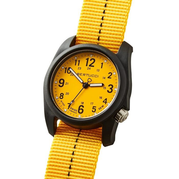 Bertucci DX3 Plus Unisex Yellow Dial Yellow with Black Dash Line Nylon Band Japanese Quartz Watch - 11120