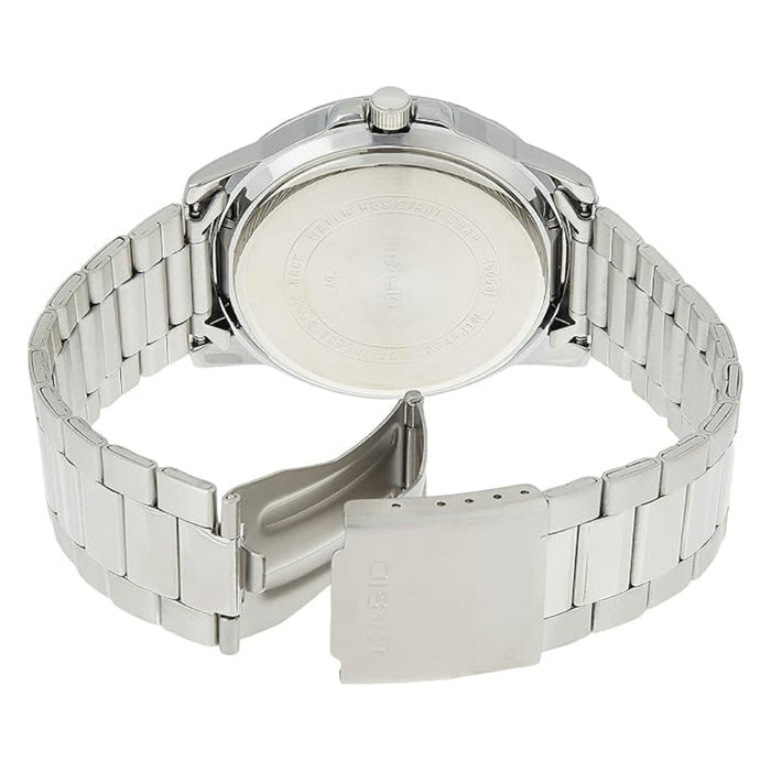 Casio Men's Black Dial Silver Stainless Steel Band Analog Japanese Quartz Watch - MTP-VD01D-1EVUDF