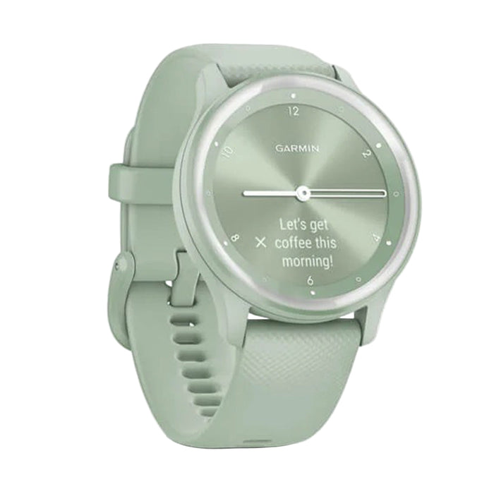 Garmin vivomove Sport Unisex Light Green Cool Mint Case And Silicone Band With Silver Accents Touchscreen Smartwatch- 010-02566-03