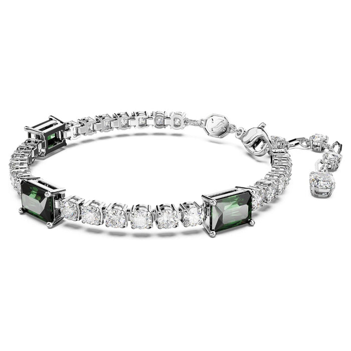 Swarovski Women's Green And Clear Mixed-Cut Stones In A Rhodium Finished Setting Matrix Tennis Bracelet - 5666422