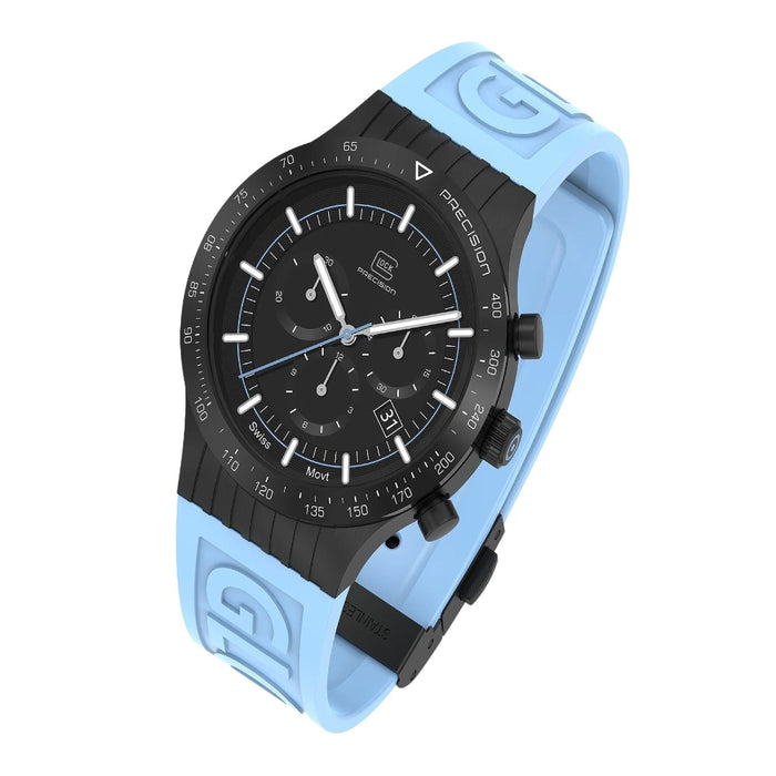 Glock Unisex Black Dial Blue silicone rubber Band Chronograph Swiss Quartz Watch - GW-34-2-24